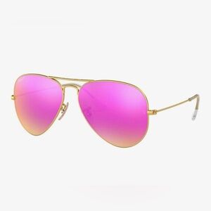 Ray-Ban Gold Frame Sunglasses with Pink Lenses
